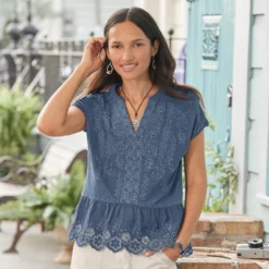 Tres Jolie Eyelet Top, Petite 6 Tres Jolie Eyelet Top, Petite -Alden Belted Shop 2501864b 09fc 40b4 9d92 17072bab132c