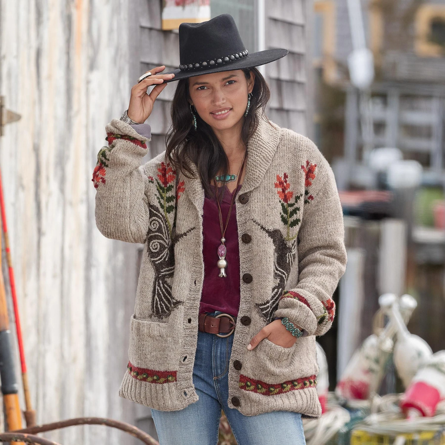 Hummingbird Blooms Cardigan 1 Hummingbird Blooms Cardigan