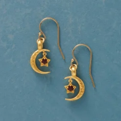 Gold Plate Moon’s Embrace Birthstone Earrings
