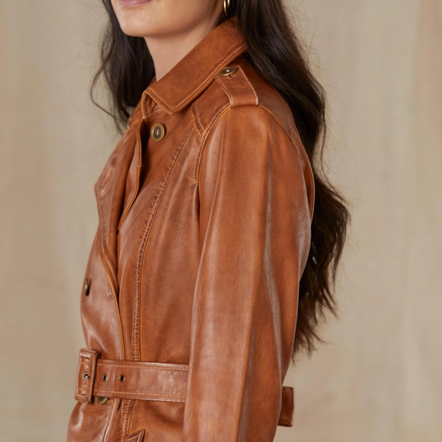 Araminta Leather Trench Coat 2 Araminta Leather Trench Coat - Image 2