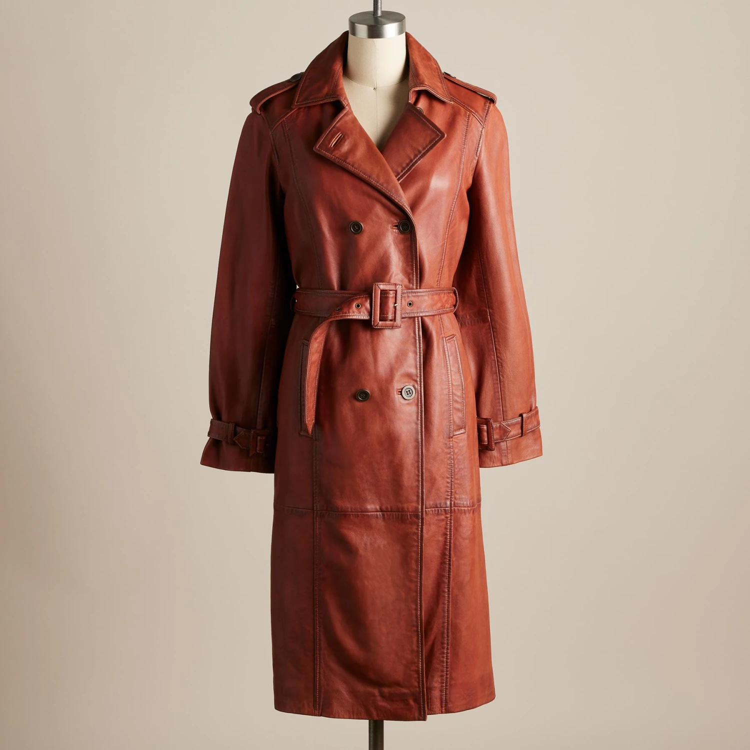 Araminta Leather Trench Coat 1 Araminta Leather Trench Coat
