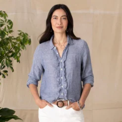 Chambray Ruffle Shirt